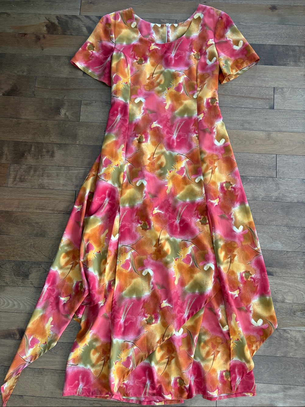 Vintage Tobi Orange and Pink Asymmetrical Dress